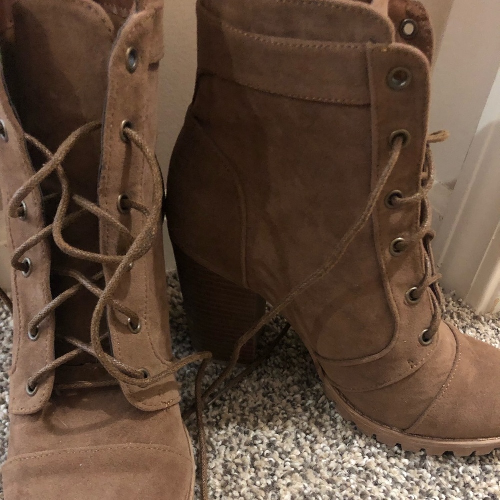 Sold! Stacked heel fashion hiking boot!